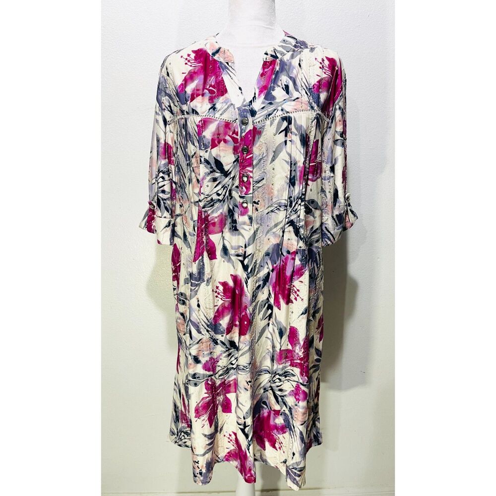 Cocomo dress colorful spring summer vacation tropical floral comfy women XL